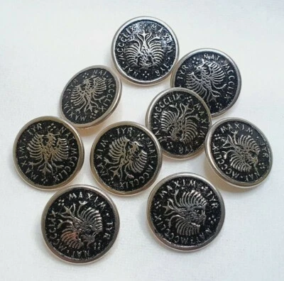 4 Knöpfe Ösenknopf Metallknöpf Dunkelblau + Silber + Golden Metall Hohe Qualität - Bild 1 von 4