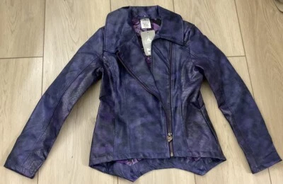 迪士尼后代 Mal’s 紫色摩托人造皮革外套夹克儿童 9/10 全新全新带标签 — 第 1/4 张图片