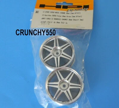 HPI 3802 12-Spoke Corsa Wheel 26mm Chrome (2) 3mm Offset RC Part - Image 1 of 4