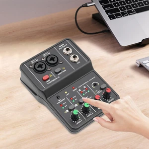 Mini Console Mixer Audio DJ a 2 Canali Controller Professionale Mixer Suono 48V - Foto 1 di 22