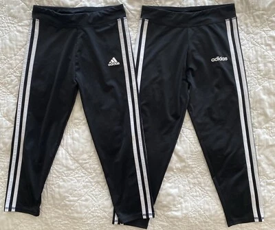 Lot of 2 - Youth Girl adidas 3 Stripe Leggings, Medium (10/12), Black - Image 1 of 4