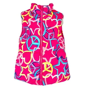 The Children's Place Puffer Vest Kids S 5/6 Sleeveless Fleece Inside Bright Pink - Picture 1 of 6