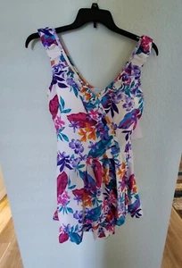 Plus Size Womens One Piece floral Swimdress. Swimsuits for All. - Picture 1 of 4