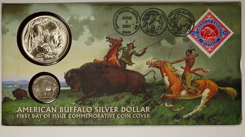 2001-D $1 American Buffalo Commemorative Silver Dollar First Day of Issue Cover Cover