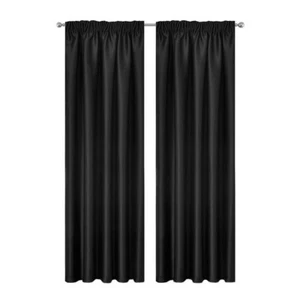 100% Blockout Curtain 137x160cm PINCH PLEAT Blackout High Level Fabric Black - Picture 1 of 9