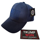 TRUMP...American Flag Hat...MAGA  Blue + 1 ( TRUMP WON ) -  Window Sticker