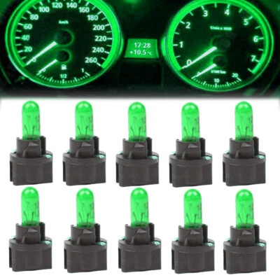 10pcs Green T5 SMD 1.2W Car LED Dashboard Instrument Interior Light Lamp Bulbs Foto 1 de 4