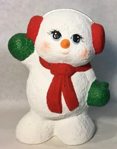 Vintage Christmas Snowman; Hand Painted, Heavy Weight, 8" Tall X 6" Wide - used - Picture 1 of 3