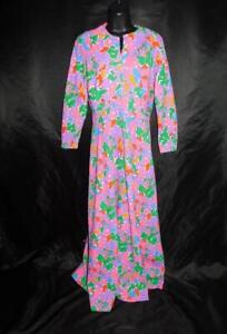Vintage 60s It's Better M L Purple Pink Blue Empire Dress Psychedelic Knit Maxi