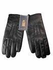 BISON DENIM Winter Sheepskin Leather Gloves for Men, Warm Large, Black 