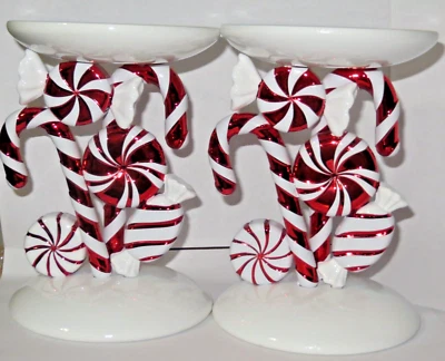 2x Bath & Body Works CANDY CANE & PEPPERMENT 3 wick candle holders Christmas 24 - Image 1 of 4