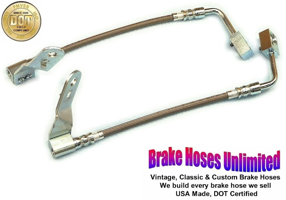 REAR DISC STAINLESS BRAKE HOSES Lincoln Versailles 1977 1978 1979 1980 - Image 1 of 2