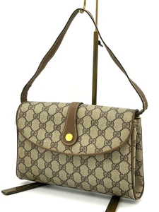 Vintage Gucci GG Supreme PVC Leather Brown Hand Bag Clutch Bag Authentic - Picture 1 of 23