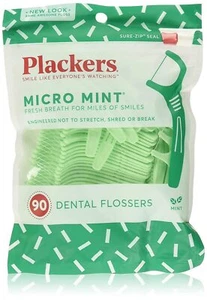 Plackers Micro Mint Freshens Breath, Flosser, Twin-Line dual action, 90 Count - Picture 1 of 3