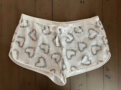 Victoria’s Secret Large White Sequin Lounge Heart Shorts - Image 1 of 4
