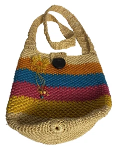 Borsa a tracolla fatta a mano donna rafia colorata - Foto 1 di 11