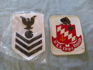 PARCHE BORDADO 5" NAVY USS RALEIGH LPD-1 E INSIGNIA DE CLASIFICACIÓN NAVY (ELECTRICISTA) - Imagen 1 de 4