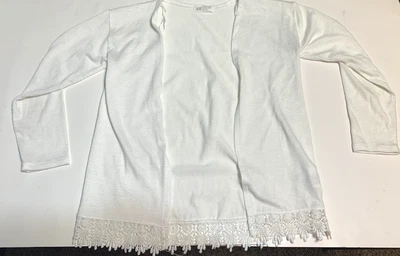 Suéter cárdigan H&M para niñas * Blanco suave con dobladillo de encaje * Talla 8-10 años Foto 1 de 4