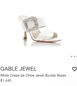 Manolo Blahnik bianco crepe de chine gioiello fibbia mules taglia 8 - Foto 1 di 8