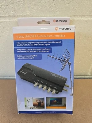 4 Way VHF/UHF TV Aerial Distribution Powered Amplifier & DC By-Pass Mercury - Image 1 of 4