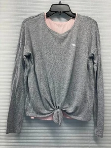 abercrombie Kids Girls' Long Sleeve Top Size 15/16 Front Knot Pink Lining Shirt - Picture 1 of 11