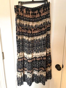 Notations Damen Maxirock Gr. L schwarz mit Erdtönen - Bild 1 von 4