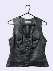 SCANLAN THEODORE Excellent Condition Women's Black Leather Vest Size 12 - Picture 1 of 3