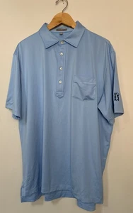 Peter Millar Polo Summer Comfort PGA Tour Issued Shirt Mens Large Blue Logo Golf - Picture 1 of 8