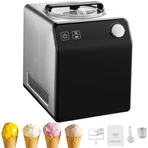 Upright Automatic Ice Cream Maker, 2 Qt., Black, Ice Cream Maker, with Digital D - Picture 1 of 8