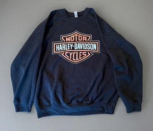 Gildan Sweatshirt XL with Harley Davidson Logo black orange - Picture 1 of 9