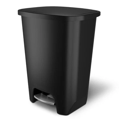 Glad Trash Can with Lid, Stainless Foot Pedal & Garbage Bag Rings, 20 Gal, Black - Image 1 of 4
