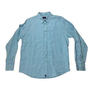 Untuckit Mens L Light Blue Linen Long Sleeve Button Up Shirt Grachetto - Picture 1 of 7