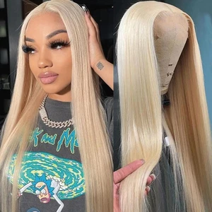 613 Blonde Wig Human Hair 30 Inch 13x6 HD Lace Front Wig Straight Human Hair ... - Picture 1 of 7
