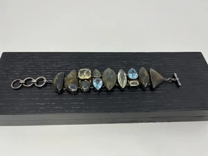 STARBORN CREATIONS BLUE TOPAZ,LABRADORITE,GREEN AMETHYST BRACELET STERLING 925 - Picture 1 of 17