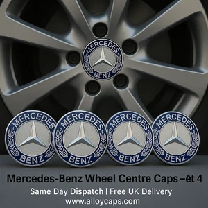 Set 4 tappi centrali cerchi in lega 75mm blu Mercedes Classe E 2013 D E 250 - Foto 1 di 2