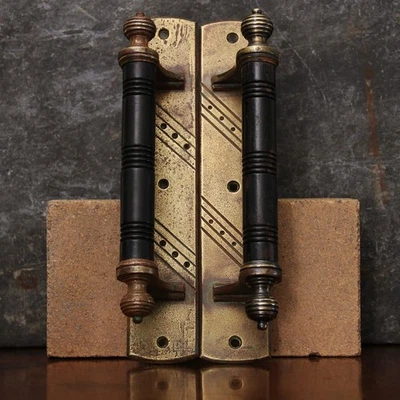 Manijas / tiradores de puerta de latón y ébano del siglo XIX, de May & Padmore, listos para instalar Foto 1 de 4