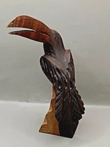 Vintage MCM 9” Hand Carved Wooden Toucan Sculpture Tropical Bird Figurine SEE - Picture 1 of 7