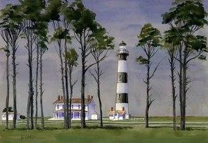 Bodie Island Lighthouse, Nags Head Outer Banks, North Carolina. James Mann Cards - Picture 1 of 2
