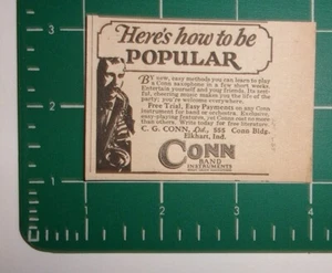 Anuncio de instrumentos de banda Conn 1927 Elkhart, Indiana - Imagen 1 de 1