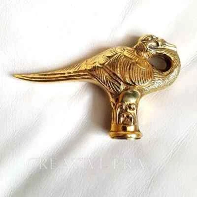 Vintage Rare Brass Peacock Handle Cane Unique Collectible For Walking Stick Gift - Image 1 of 2