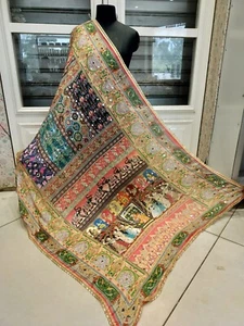Women dupatta pearl mirror handcrafted chiffon chunri hathi sthan print chunni - Picture 1 of 7