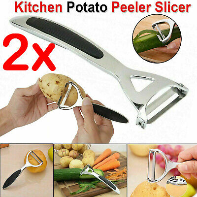 2x Heavy Duty Chrome Alloy Kitchen Potato Peeler Fruit Vegetable Rapid Slicer UK • 4.89£
