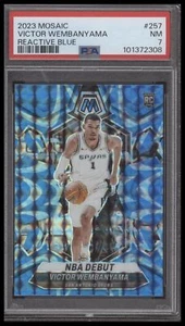 2023-24 Panini Mosaic #257 Victor Wembanyama Reactive Blue PSA 7 - Picture 1 of 2