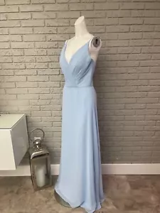 Abito in chiffon Jasmine damigelle blu chiaro con spalline spaghetti taglia 8 nuovo con etichette - Foto 1 di 10