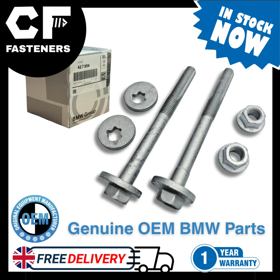 2pc GENUINE BMW Upper Rear camber Adjuster Bolts Kit Washer Nut -E82 E87 E90 E92 - Image 1 of 4