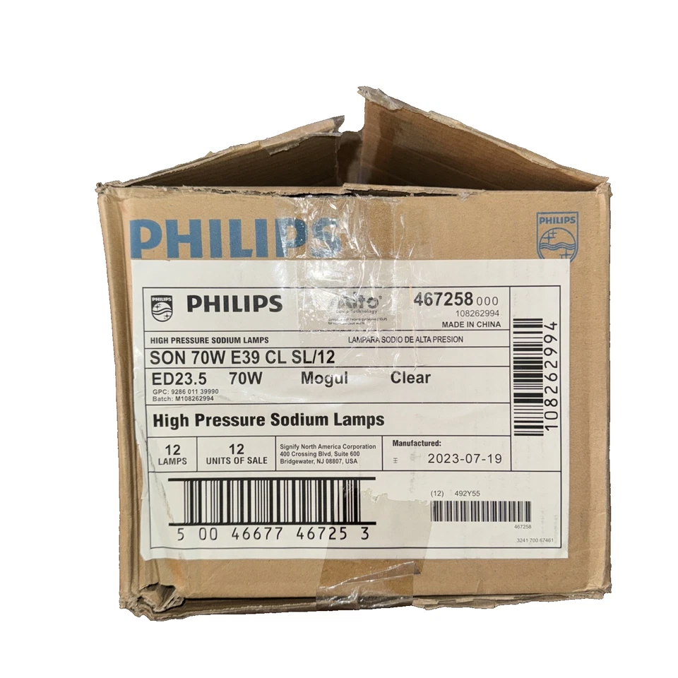 Philips Son 70W E39 CL SL/12 High Pressure Sodium Lamps 12 pack - Image 1 of 3
