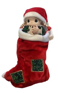 "Muñeco Medias de Navidad Precious Moments 1998 16"" con etiqueta vintage" - Imagen 1 de 9