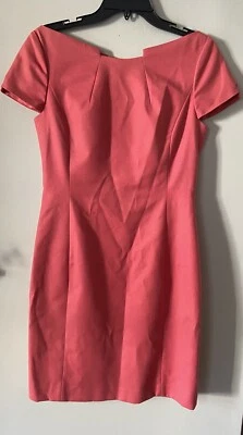 Elie Tahari  Size 6 Sheath dress coral short cap sleeves Princess Neckline - Image 1 of 4