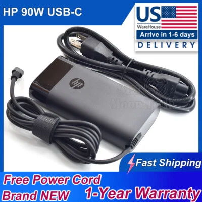 NUEVO CARGADOR AC DELGADO HP 90W USB-C TIPO C ORIGINAL ADP-90FE B TPN-DA08 ADAPTADOR Foto 1 de 4