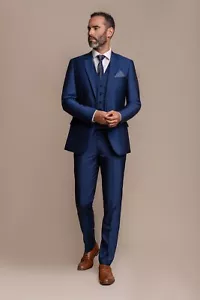 Cavani Men’s Blue Slim Fit Suit Blazer Waistcoat Trousers Clearance Sale - Picture 1 of 10